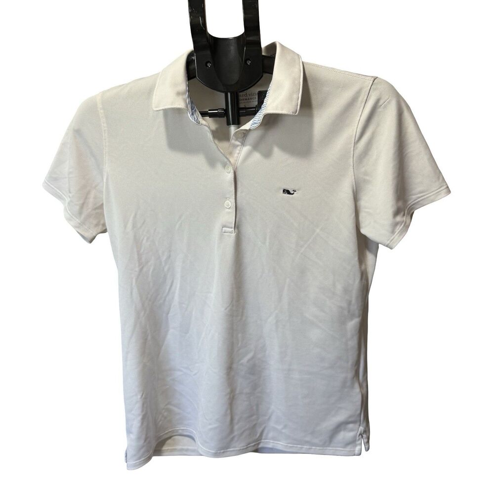 Vineyard Vines Womens Small Performance White Polo Shirt Short Sleeve